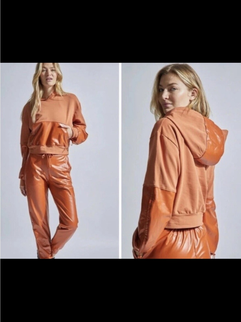 NOLI Burnt Orange Vegan Leather Hoodie